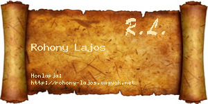 Rohony Lajos névjegykártya